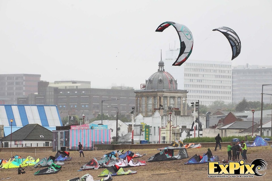 British Kitesurf Championship Kites above Southend on Sea